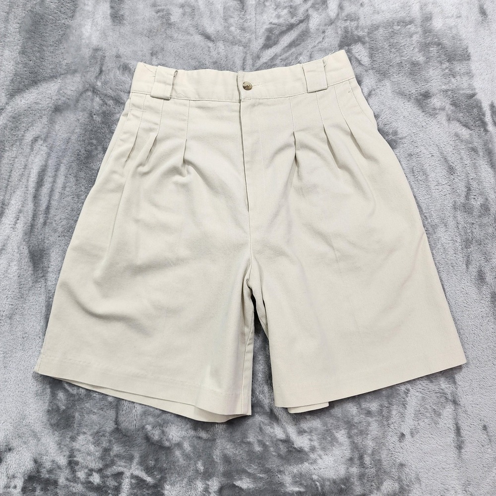 Vintage Briggs New York Shorts Womens 8 Beige Pleated High‎ Rise Chino Preppy